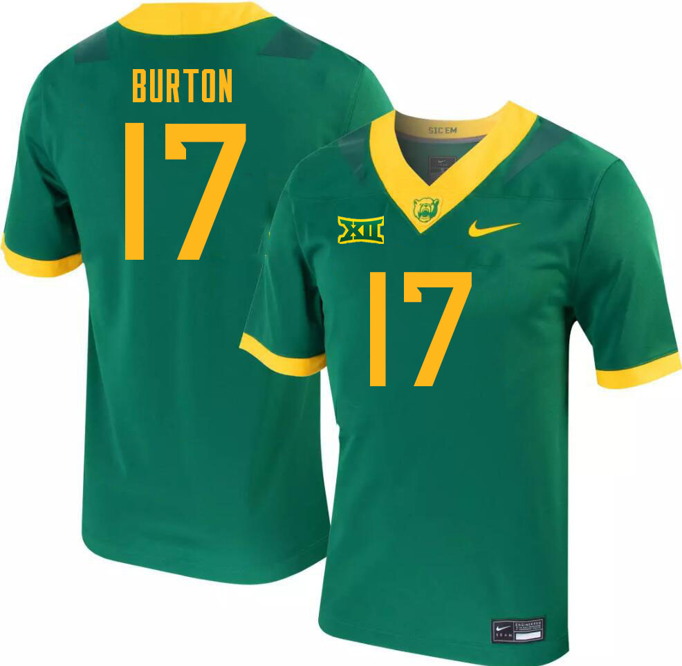 Men-Youth #17 Jonah Burton Baylor Bears 2023 College Football Jerseys Stitched Sale-Green